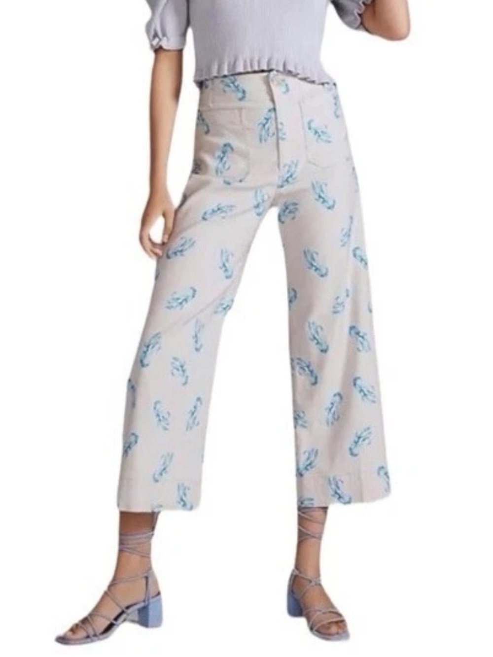 Anthropologie’s Maeve The Colette Cropped Pants with Blue Print